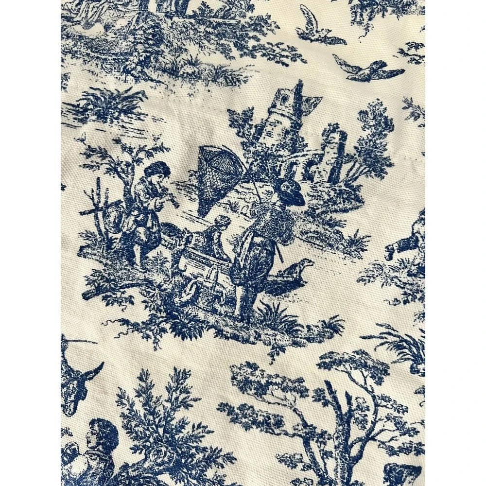 One Waverly Blue Toile & Gingham Double Valance 54